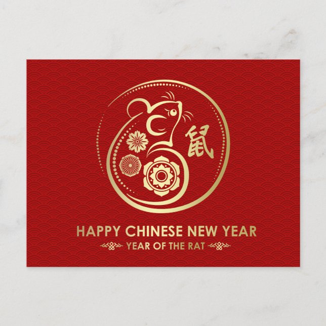 Cartes Pour Fêtes Annuelles Happy New Year of The Rat - 2020 (Devant)