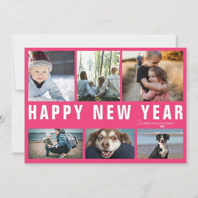 Cartes Pour Fêtes Annuelles Happy New Year Photo Collage Holiday Card (Devant)