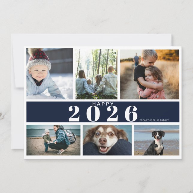 Cartes Pour Fêtes Annuelles Happy New Year Photo Collage Holiday Card (Devant)