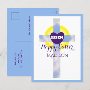 Cartes Pour Fêtes Annuelles Happy Pâques Blue Sky Cross Nom personnalisé