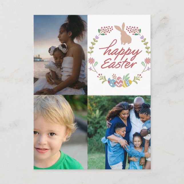 Cartes Pour Fêtes Annuelles Happy Pâques Custom 3 Photo Collage (Devant)