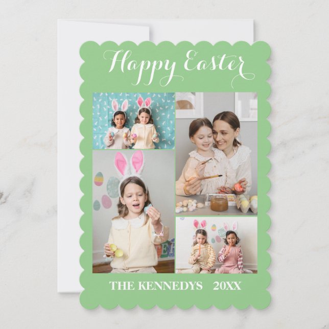 Cartes Pour Fêtes Annuelles Happy Pâques Custom 4 Photo Collage Famille Pâques (Devant)