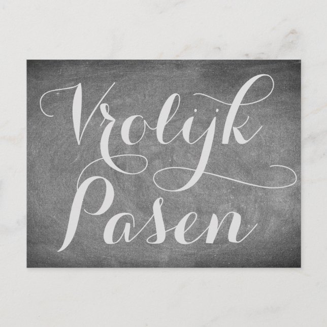 Cartes Pour Fêtes Annuelles Happy Pâques Hollandais Pasen Chalkboard Typograph (Devant)