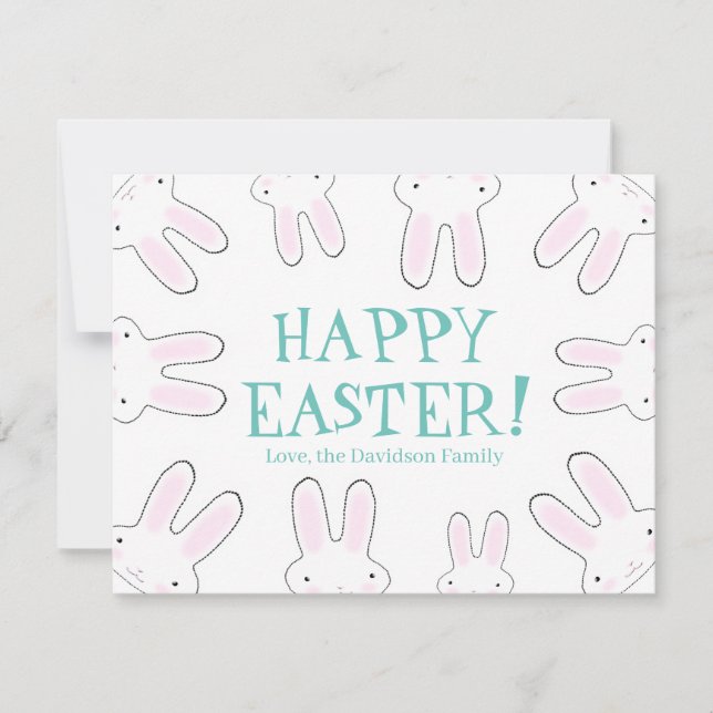 Cartes Pour Fêtes Annuelles Happy Pâques mignon lapin lapins sur mesure texte  (Devant)