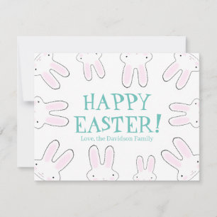 Cartes Pour Fêtes Annuelles Happy Pâques mignon lapin lapins sur mesure texte