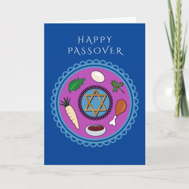 Cartes Pour Fêtes Annuelles Happy Passover Pesach Seder plaque (Devant)