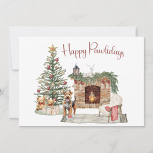 Cartes Pour Fêtes Annuelles Happy Pawlidays Chien Design - Airedale