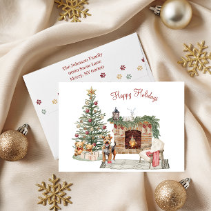 Cartes Pour Fêtes Annuelles Happy Pawlidays Chien Design - Airedale