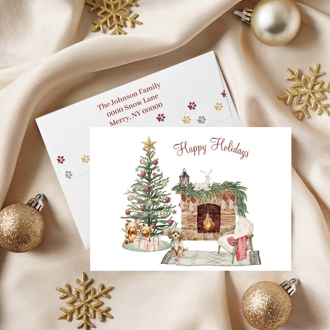 Cartes Pour Fêtes Annuelles Happy Pawlidays Chien Design - Cavapoo (Créateur téléchargé)