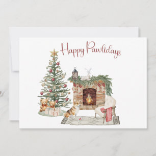 Cartes Pour Fêtes Annuelles Happy Pawlidays Chien Design - Corgi