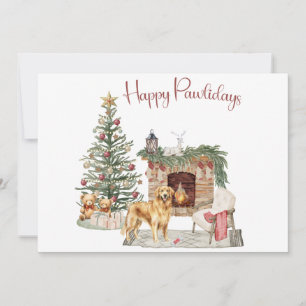 Cartes Pour Fêtes Annuelles Happy Pawlidays Chien Design - Golden Retriever