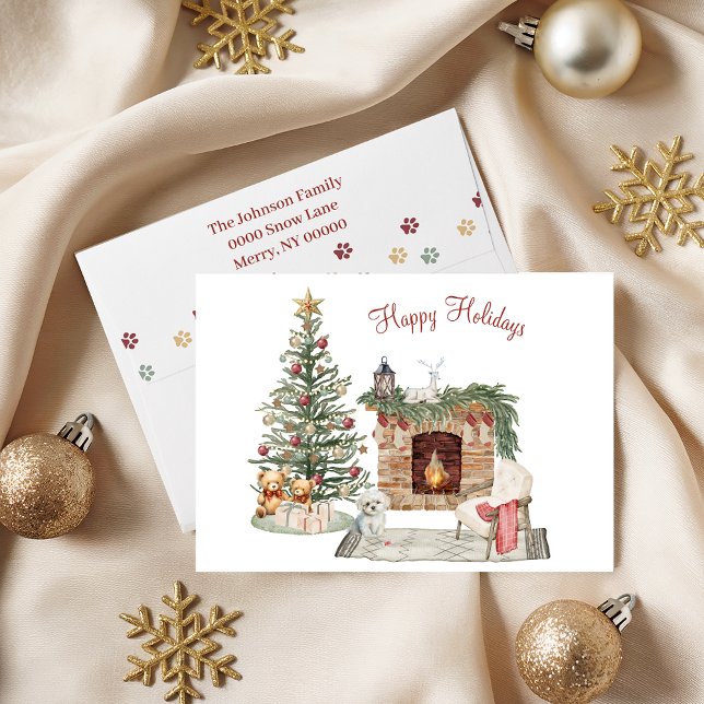 Cartes Pour Fêtes Annuelles Happy Pawlidays Chien Design - Maltais (Créateur téléchargé)