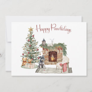 Cartes Pour Fêtes Annuelles Happy Pawlidays Chien Design - Schnauzer miniature