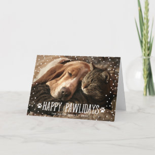 Cartes Pour Fêtes Annuelles Happy pawlidays   Folded Holiday Photo