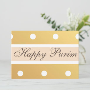 Cartes Pour Fêtes Annuelles Happy Purim Flat Greeting Card Gold Pois