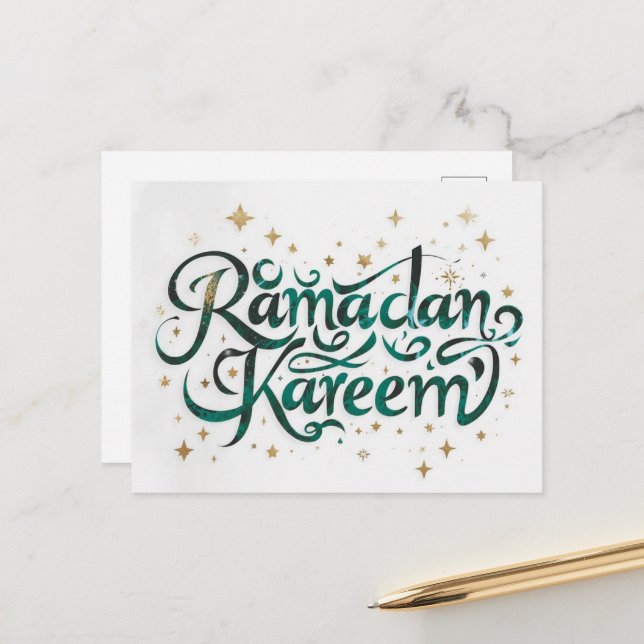 Cartes Pour Fêtes Annuelles Happy Ramadan Mubarak Ramadan Kareem Gold Muslim (Devant/Arrière en situation)