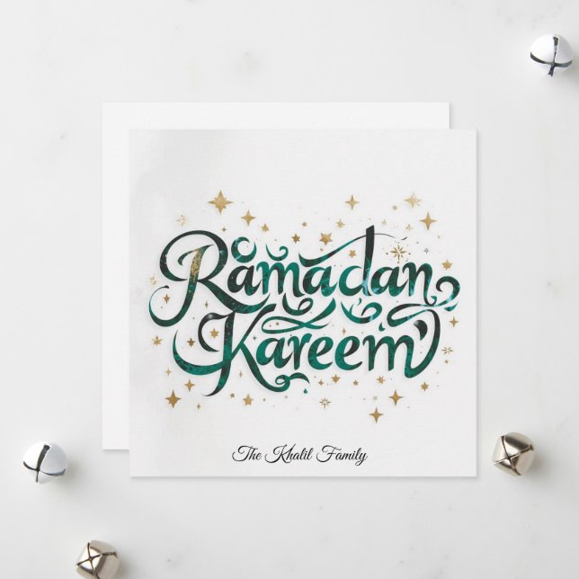 Cartes Pour Fêtes Annuelles Happy Ramadan Mubarak Ramadan Kareem Gold Muslim (Devant/Arrière en situation)