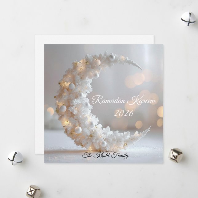 Cartes Pour Fêtes Annuelles Happy Ramadan Mubarak Ramadan Kareem White Muslim (Devant/Arrière en situation)