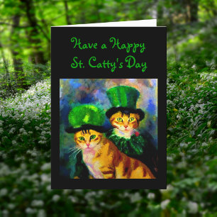 Cartes Pour Fêtes Annuelles Happy Saint Catty's Day Festive Chats en Casquette