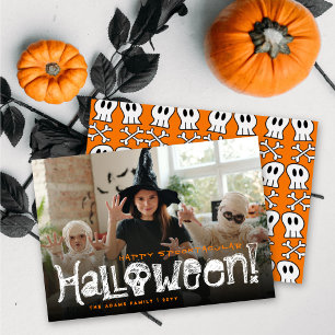 Cartes Pour Fêtes Annuelles Happy Spooktacular Halloween Skulls & Bones Photo