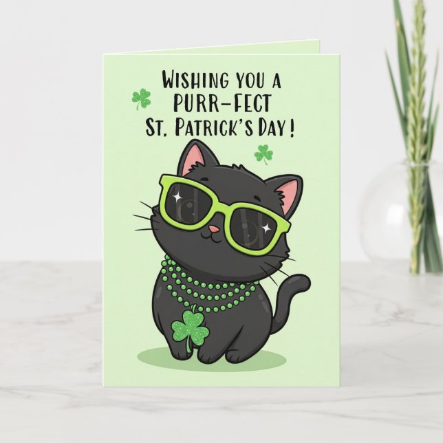 Cartes Pour Fêtes Annuelles Happy St Patricks Day For Anyone Cute Kitten  (Devant)
