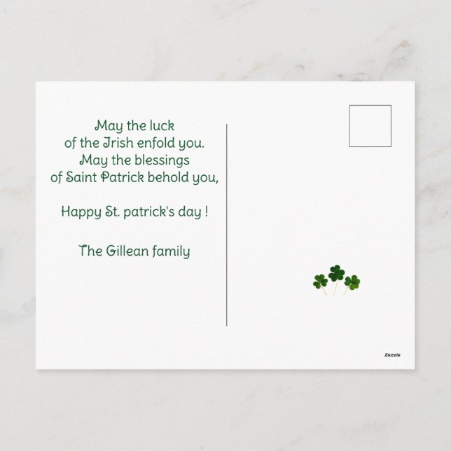 Cartes Pour Fêtes Annuelles Happy St. patrick's day photo enfant Shamrock (Dos)