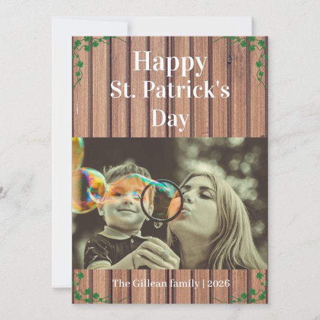 Cartes Pour Fêtes Annuelles Happy St. patrick's day Shamrocks family one photo (Devant)