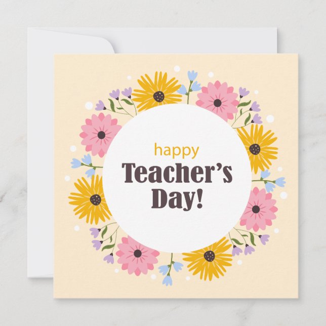 Cartes Pour Fêtes Annuelles Happy Teacher's Day Wild Flowers (Devant)