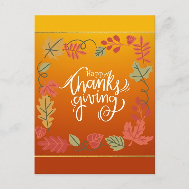 Cartes Pour Fêtes Annuelles Happy Thanksgiving (Devant)