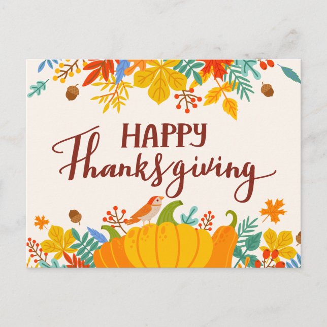 Cartes Pour Fêtes Annuelles Happy Thanksgiving (Devant)