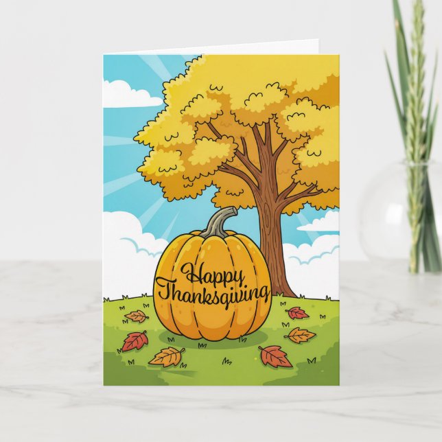 Cartes Pour Fêtes Annuelles Happy Thanksgiving Fall Pumpkin Illustration (Devant)