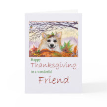 Happy Thanksgiving, Friend - Corgi dog à Autumn