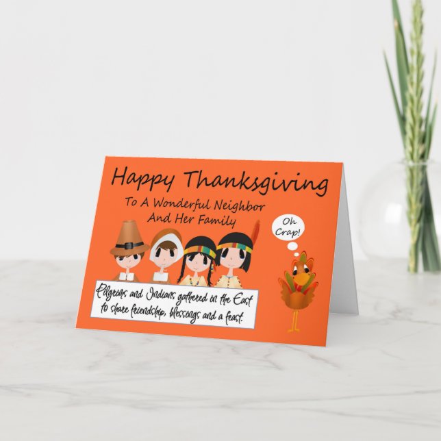 Cartes Pour Fêtes Annuelles Happy Thanksgiving Neighbor/Family Greeting Card (Devant)