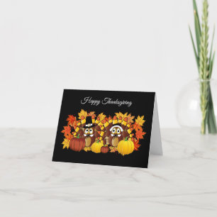 Cartes Pour Fêtes Annuelles Happy Thanksgiving Owls