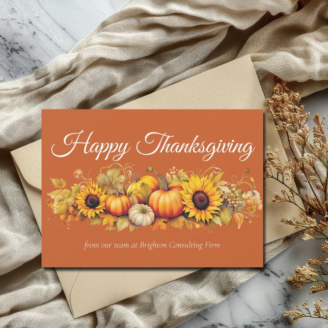 Cartes Pour Fêtes Annuelles Happy Thanksgiving Pumpkins Custom Orange Business (Créateur téléchargé)