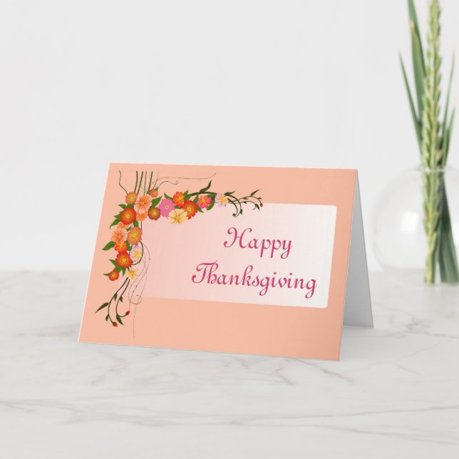 Cartes Pour Fêtes Annuelles Happy Thanksgiving with flowers scroll custom (Devant)