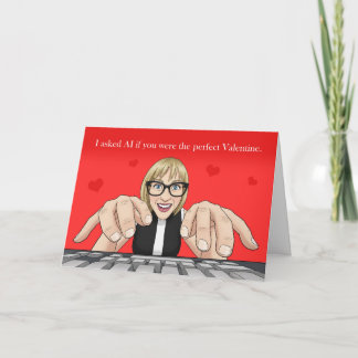 Cartes Pour Fêtes Annuelles Happy Valentines Day AI Humor Woman Typing