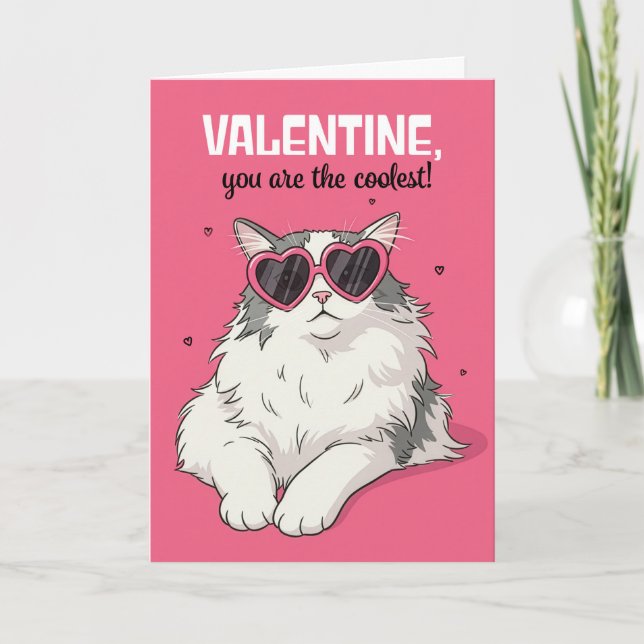 Cartes Pour Fêtes Annuelles Happy Valentines Day Cat in Heart Glasses (Devant)