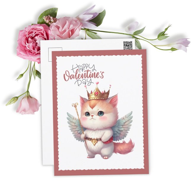 Cartes Pour Fêtes Annuelles Happy Valentines Day Chibi Angel Winged Cat  (Créateur téléchargé)