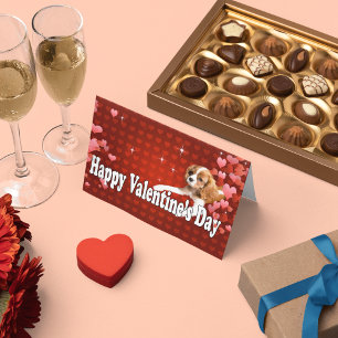 Cartes Pour Fêtes Annuelles Happy Valentine's Day CKCS Puppy With Hearts