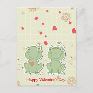 Cartes Pour Fêtes Annuelles Happy Valentine's Day Courting Frogs Red Hearts
