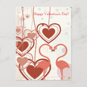 Cartes Pour Fêtes Annuelles Happy Valentine's Day Cute Flamingo Heart Streamer