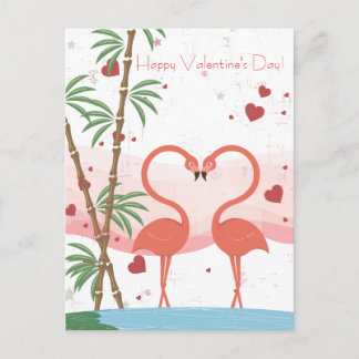 Cartes Pour Fêtes Annuelles Happy Valentine's Day Cute Flamingo Hearts Bamboo