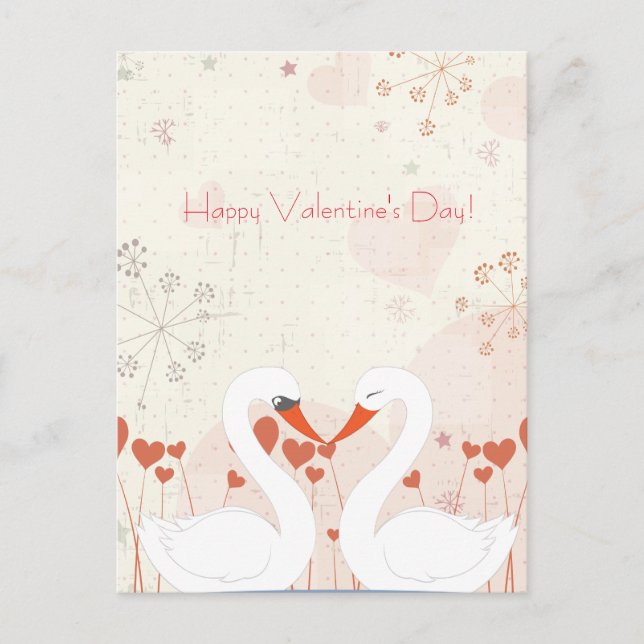 Cartes Pour Fêtes Annuelles Happy Valentine's Day Cute Romantic Swans (Devant)