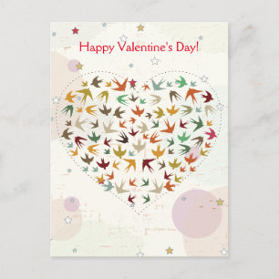Cartes Pour Fêtes Annuelles Happy Valentine's Day Flying Bird Heart Distressed