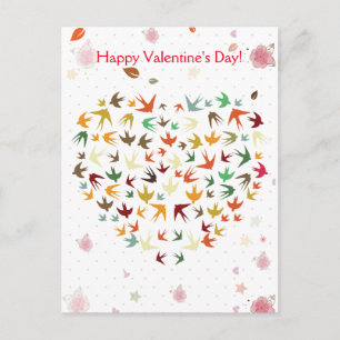 Cartes Pour Fêtes Annuelles Happy Valentine's Day Flying Birds Colorful Heart