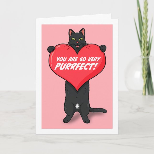 Cartes Pour Fêtes Annuelles Happy Valentines Day For Anyone Cat Holding Heart  (Devant)