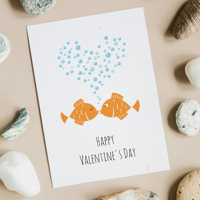 Cartes Pour Fêtes Annuelles Happy Valentine's Day Golden Fishes Love Heart (Créateur téléchargé)
