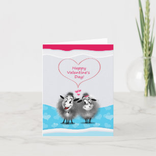Cartes Pour Fêtes Annuelles Happy Valentine's Day Lovely Cute Sheeps Greeting
