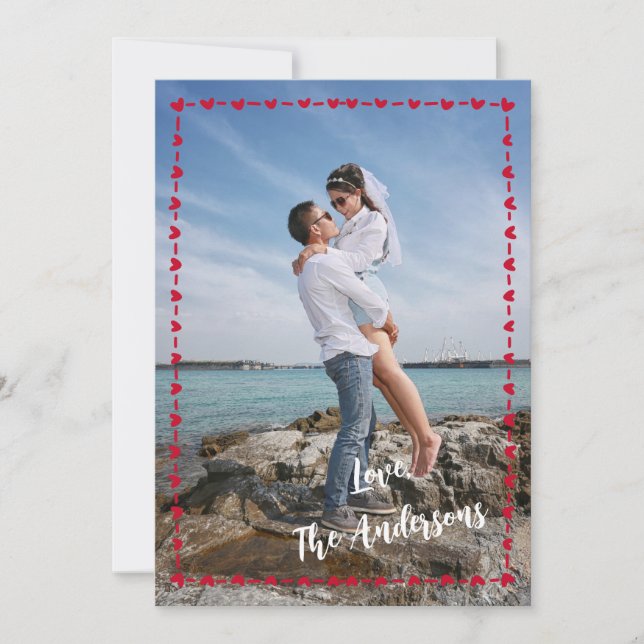 Cartes Pour Fêtes Annuelles Happy Valentine's Day Photo Whimsical Heart Border (Devant)